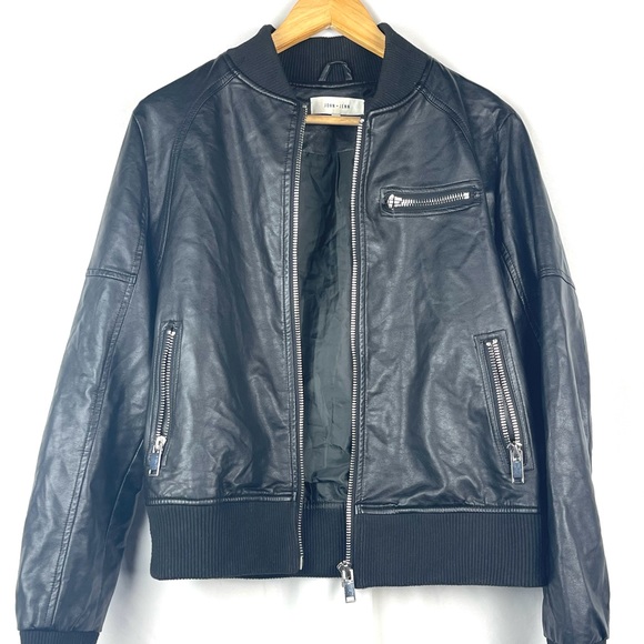 John + Jenn Vegetarian Biker Waist Length Leather Jacket. Size Medium. - Picture 5 of 11